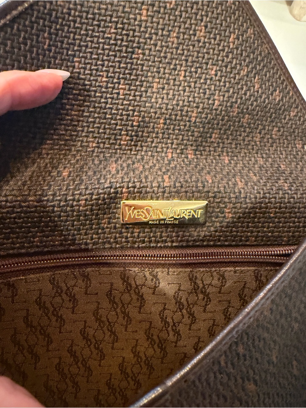 Yves Saint Laurent Black with Brown Accent Woven Shoulder Bag - Picture 8 of 8
